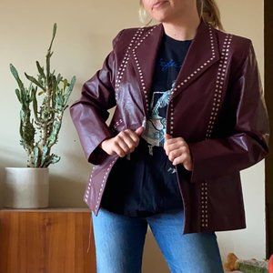 Ida + Moon Vintage Maroon Leather Jacket